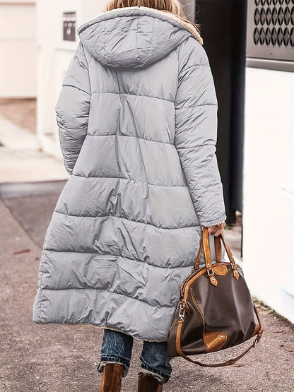 ✨ Plus Size Reversible Fuzzy Longline Winter Coat – Cozy Hooded Long-Sleeve Jacket for Casual Fall & Winter Wear ❄️💖 Women’s Plus Size Outerwear 🧥✨ ✨