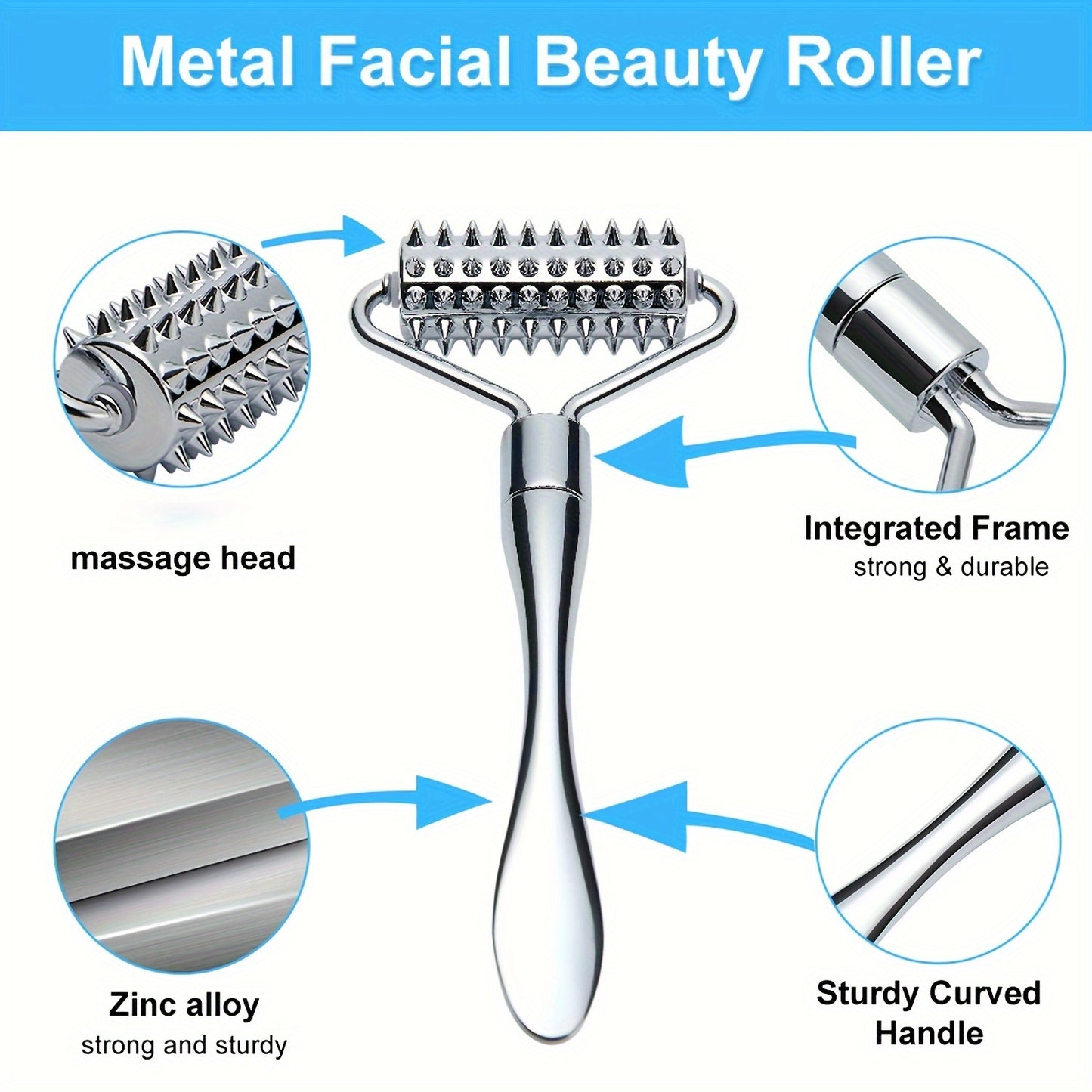 🪞 Stainless Steel Facial Massage Roller & Gua Sha Tool Set 💆‍♀️ Massager for Face & Body 🌸 Beauty SPA Care Tools 🎯 Acupressure Massager 💪 Deep Tissue Massage Tool for Hand ✋ Foot 🦶 Neck 🦴 Arms 💪
