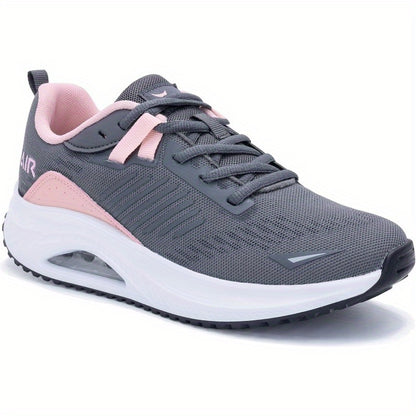 Women’s Arch Support Walking Shoes – Breathable Mesh Sneakers with Air Cushion, Thick Non-Slip Rubber Sole & Cushioned Heel for All-Season Foot Care (Pink)