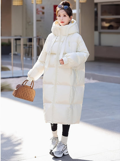 🧥❄️ Ultra-Warm Down Longline Puffy Coat for Women 🔥 Insulated Winter Jacket | 🔒 Zip-Up Hoodie | 👚 Casual Long Sleeves 🌬️ Soft & Lightweight | 💧 Water-Resistant Down Coat | ⛄ Perfect for Cold Weather