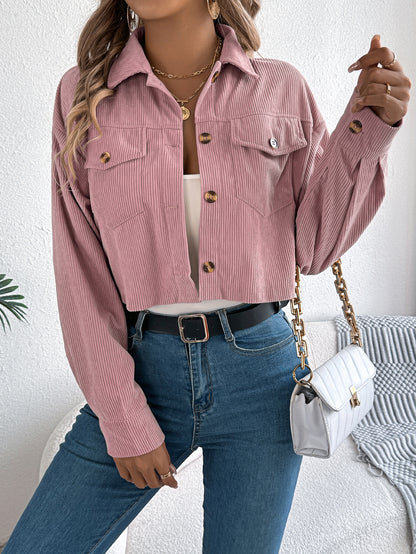 Casual Corduroy Short Jacket with Pockets