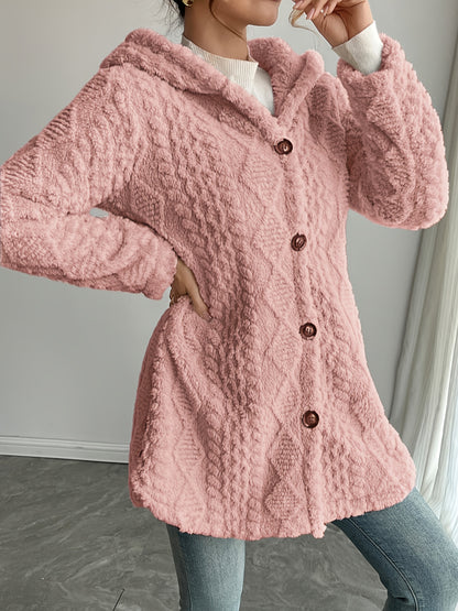 Elegant Women’s Soft Pink Hooded Cardigan