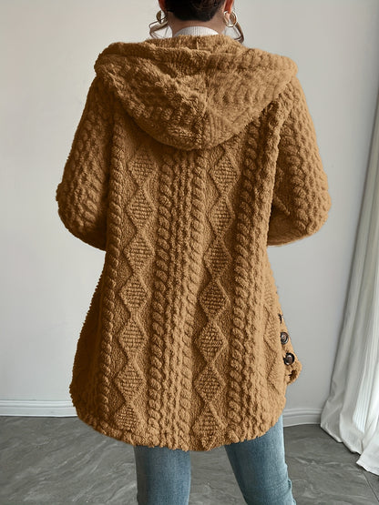 Elegant Women’s Soft Pink Hooded Cardigan