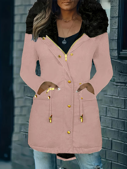 ✨ Thermal Long-Sleeve Parka Coat for Women – Water-Resistant, Ultra-Warm Winter Jacket with Faux Fur Hood & Drawstring Waist ❄️🔥 Perfect for Outdoor Adventures! 🌨️🏔️ ✨