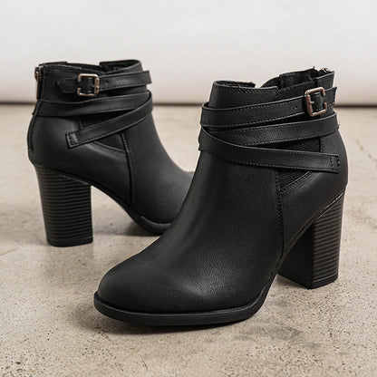 Dream Pairs Women’s Chunky High Heel Ankle Boots – Closed Toe Fall & Winter Heeled Booties  Si tu veux :
