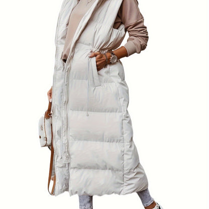 Women’s Long Quilted Hooded Maxi Puffer Vest