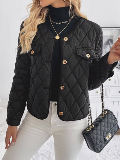 🧥✨ Women’s Elegant Black Winter Jacket 🌟 H-Line Tailored Collar Blazer | 💼 Structured H-Shoulder Fit 💛 Golden-Tone Button Closure | 👚 Long Sleeve | 🧼 Machine Washable 🖤 Perfect for Office & Formal Events | ❄️ Stylish Coats & Jackets for Women