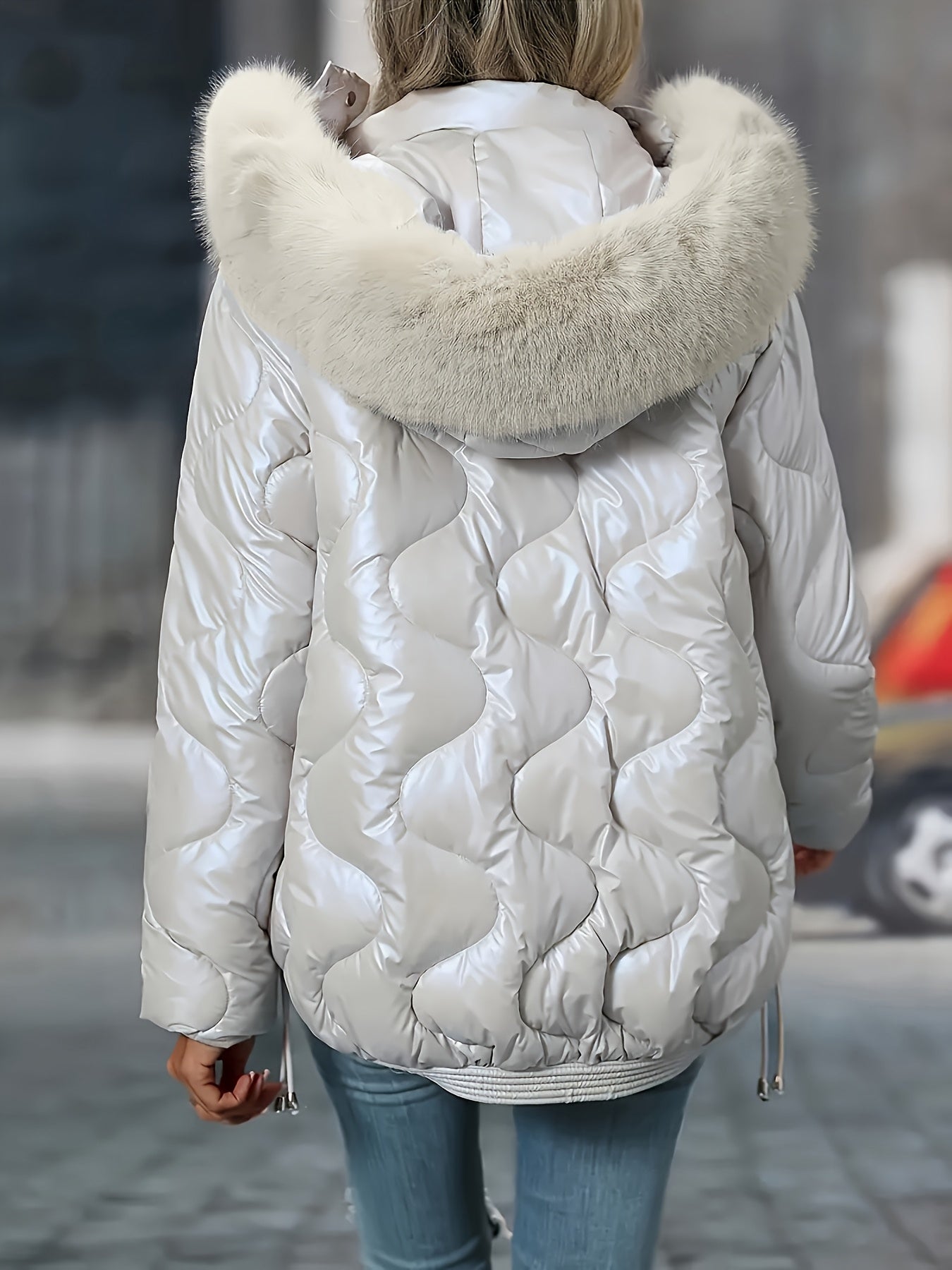 🧥❄️ Women’s Winter Jacket with Faux-Fur Hood & Collar 💗🤍 Pink / White Puffer Coat | 🔥 Elegant Warm Outerwear | 👚 Long Sleeve ⛄ Hand Washable | 🌟 Casual to Dressy | 💖 Stylish Winter Coat for Women