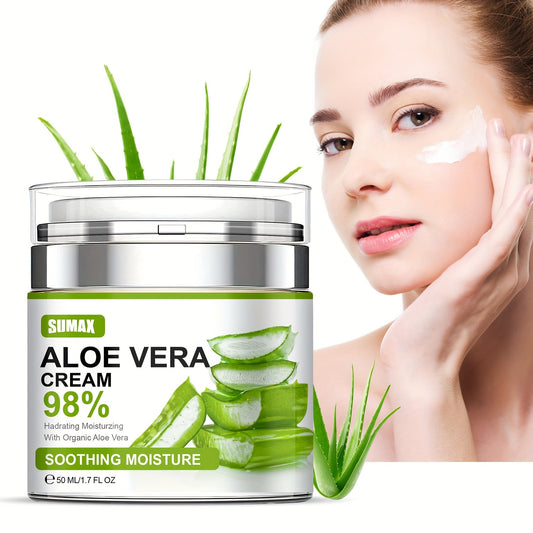 🌿💧 1.69oz Aloe Vera Moisturizing Cream ✨ – 96% Pure Aloe Vera 🍃, Deep Hydration & Nourishment 🌸, Fights Dryness 🛡️, Daily Skincare for Men 👨 & Women 👩
