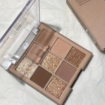 ✨ 9-Color Palette – Matte & Glitter 🤎 | Long-Lasting ⏳, Smoky Eyes 🔥