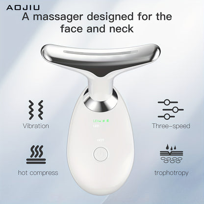 🏠 AOJIU Home Face & Neck Massage Tool 💆‍♀️ Face Massager 🔄 Three Modes 🔥 Heating Mode 🌸 Skin Care 💖 Facial Device 👜 Portable Beauty Instrument 🎁 Girl Gift 🛁 Home Spa Massager ✨