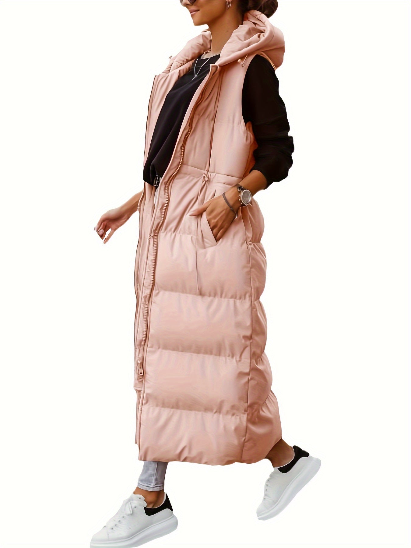 Women’s Long Quilted Hooded Maxi Puffer Vest