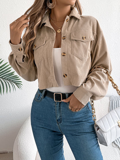 Casual Corduroy Short Jacket with Pockets