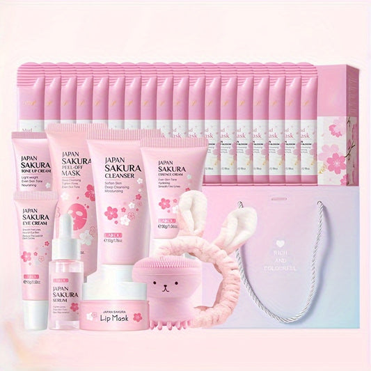 🌸🧴 10pcs Japan Sakura Skincare Kit – Day & Night Care 🌙☀️, Hydrating 💧, Firming ✨, Pore-Tightening 🔬, Travel-Friendly ✈️, Gift 🎁 for Her 💖