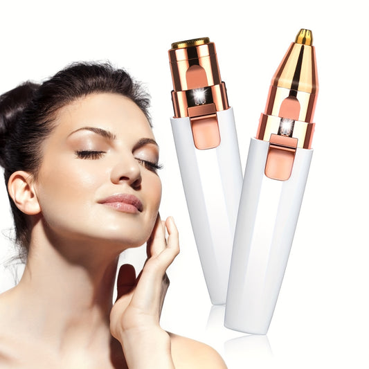 Effortless & Painless Hair Trimmer & Shaver ✨⚡ | 2-in-1 Rechargeable System 🔋 | Built-in LED Light 💡 | Flawless Grooming for Face, Eyebrows, Lips, Chin, Arms & Body 💆‍♀️💖