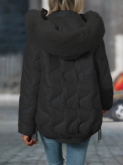 🧥❄️ Women’s Winter Jacket with Faux-Fur Hood & Collar 💗🤍 Pink / White Puffer Coat | 🔥 Elegant Warm Outerwear | 👚 Long Sleeve ⛄ Hand Washable | 🌟 Casual to Dressy | 💖 Stylish Winter Coat for Women