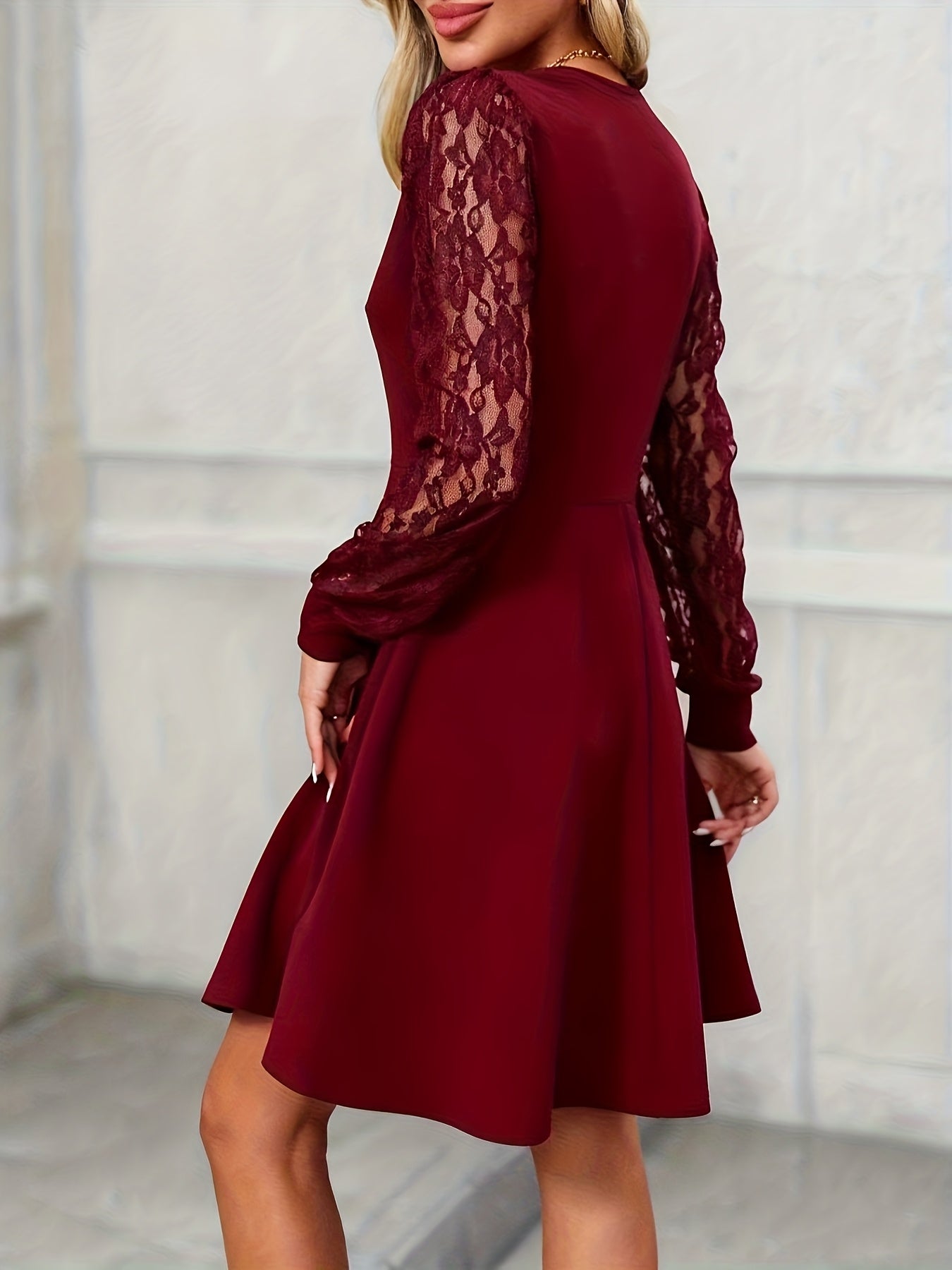 Elegant V-Neck Lace A-Line Mini Dress ✨