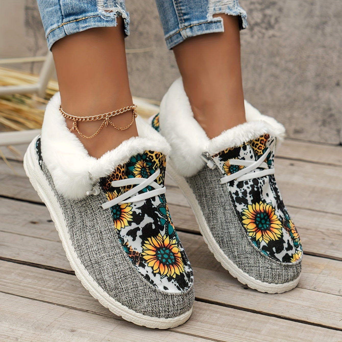Women’s Fleece-Lined Canvas Shoes – Warm Thermal Slip-On Low-Top Winter Flats