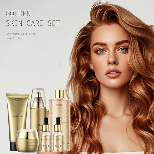✨ 6pcs Golden Skincare Set 🧴💛 – Hydrating Premium Facial Kit 💧, Radiant & Flawless Skin ✨, Care for Delicate Skin 🌸, Perfect Valentine’s Gift 🎁 for Her 💖