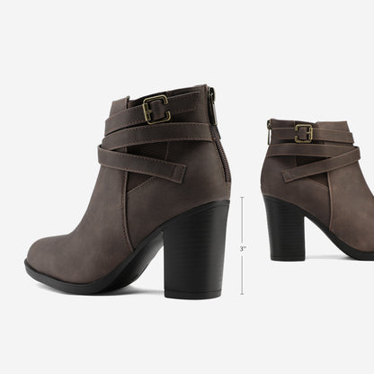Dream Pairs Women’s Chunky High Heel Ankle Boots – Closed Toe Fall & Winter Heeled Booties  Si tu veux :