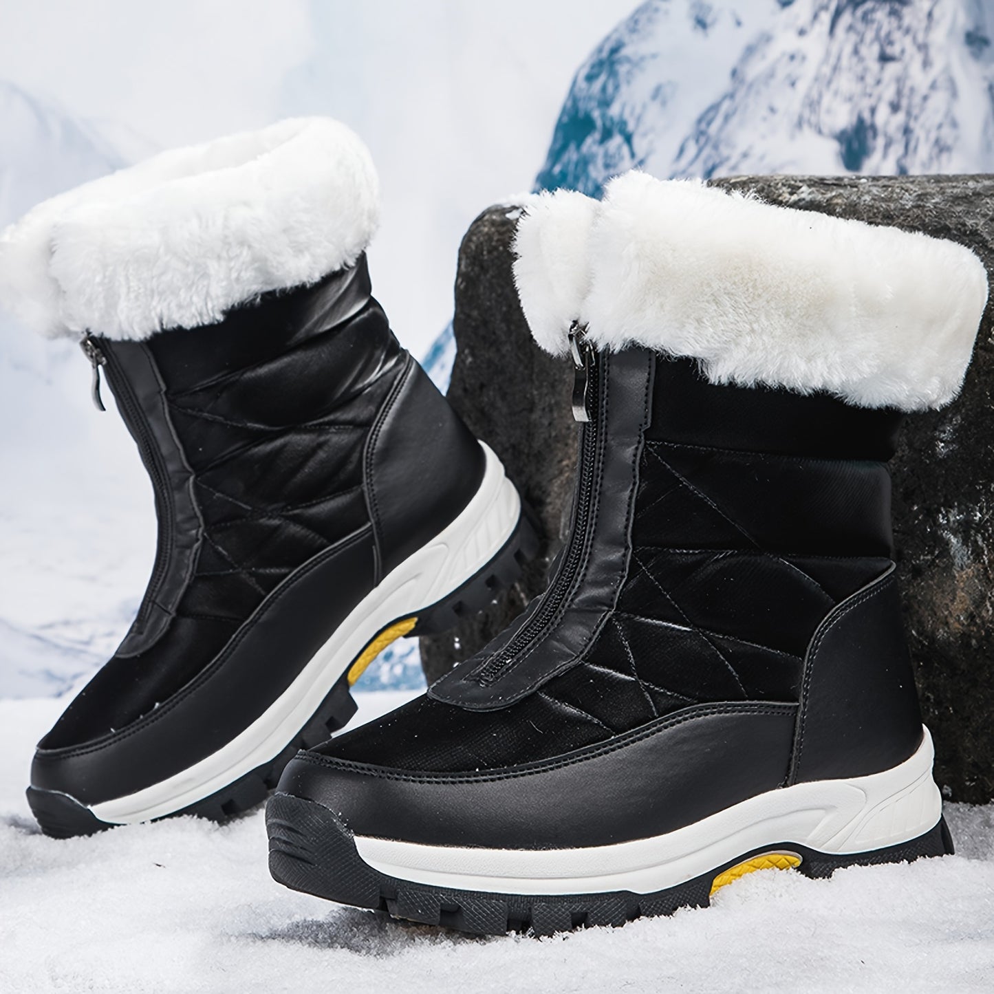 Men’s Winter Snow Boots – Warm Fleece-Lined Non-Slip Ankle Hiking Shoes