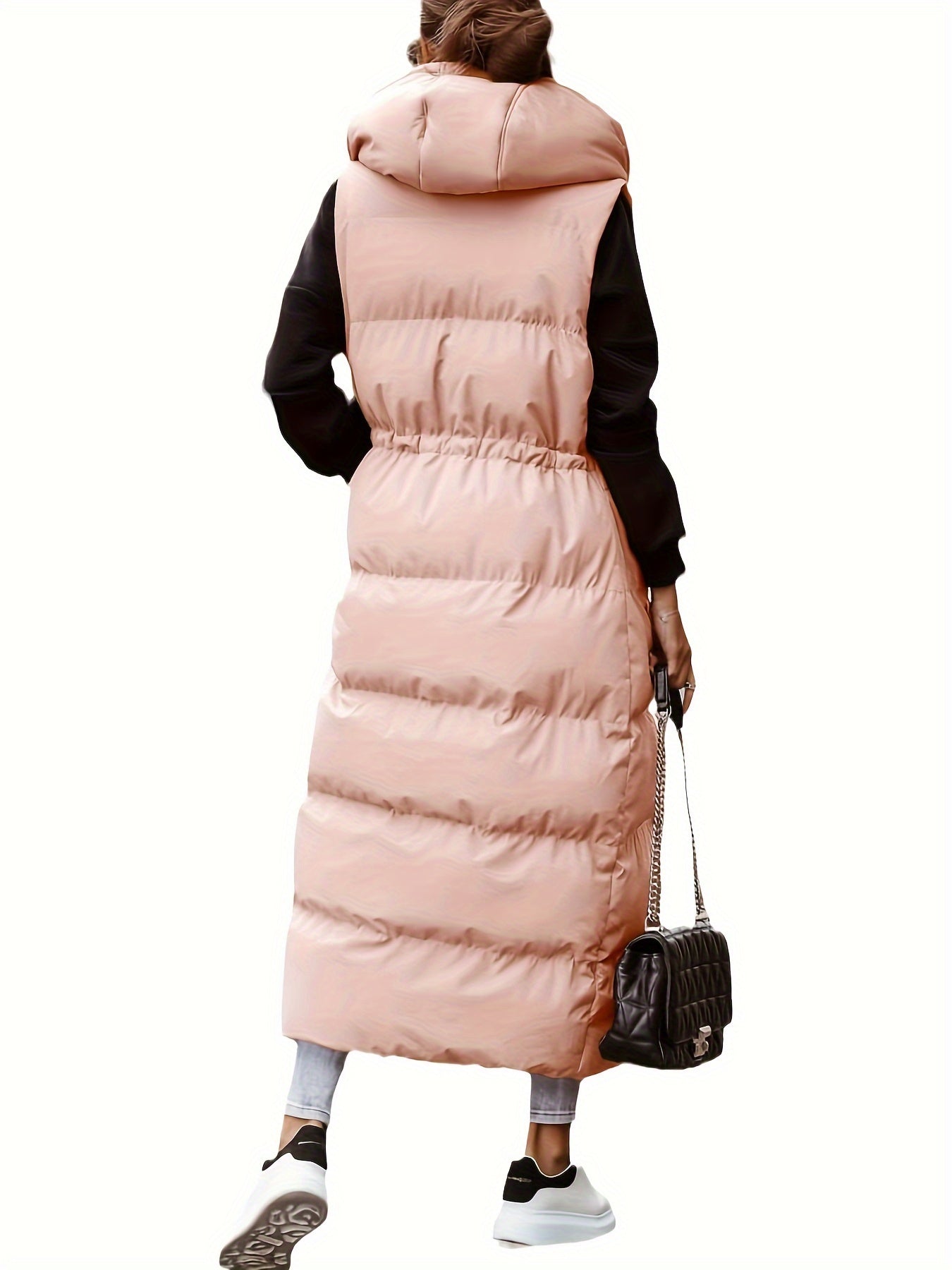 Women’s Long Quilted Hooded Maxi Puffer Vest