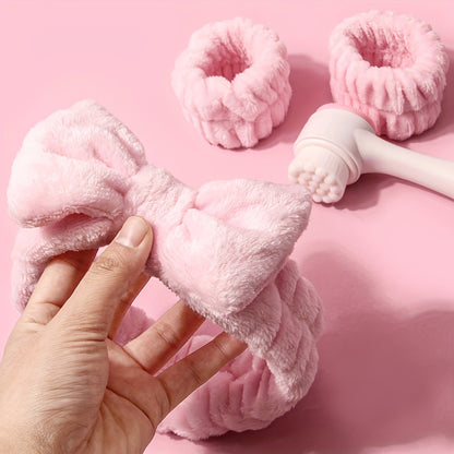 🌟 3D Double Silicone Facial Brush 🧴💆‍♀️ – Soft Bristles 🪥, Exfoliating 🌿, Double-Sided, with Coral Fleece Headband 🎀 – Skincare & Travel Friendly ✈️