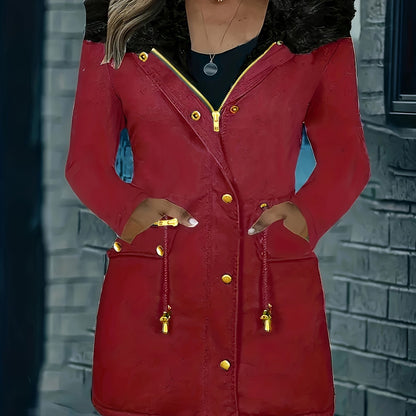 ✨ Thermal Long-Sleeve Parka Coat for Women – Water-Resistant, Ultra-Warm Winter Jacket with Faux Fur Hood & Drawstring Waist ❄️🔥 Perfect for Outdoor Adventures! 🌨️🏔️ ✨