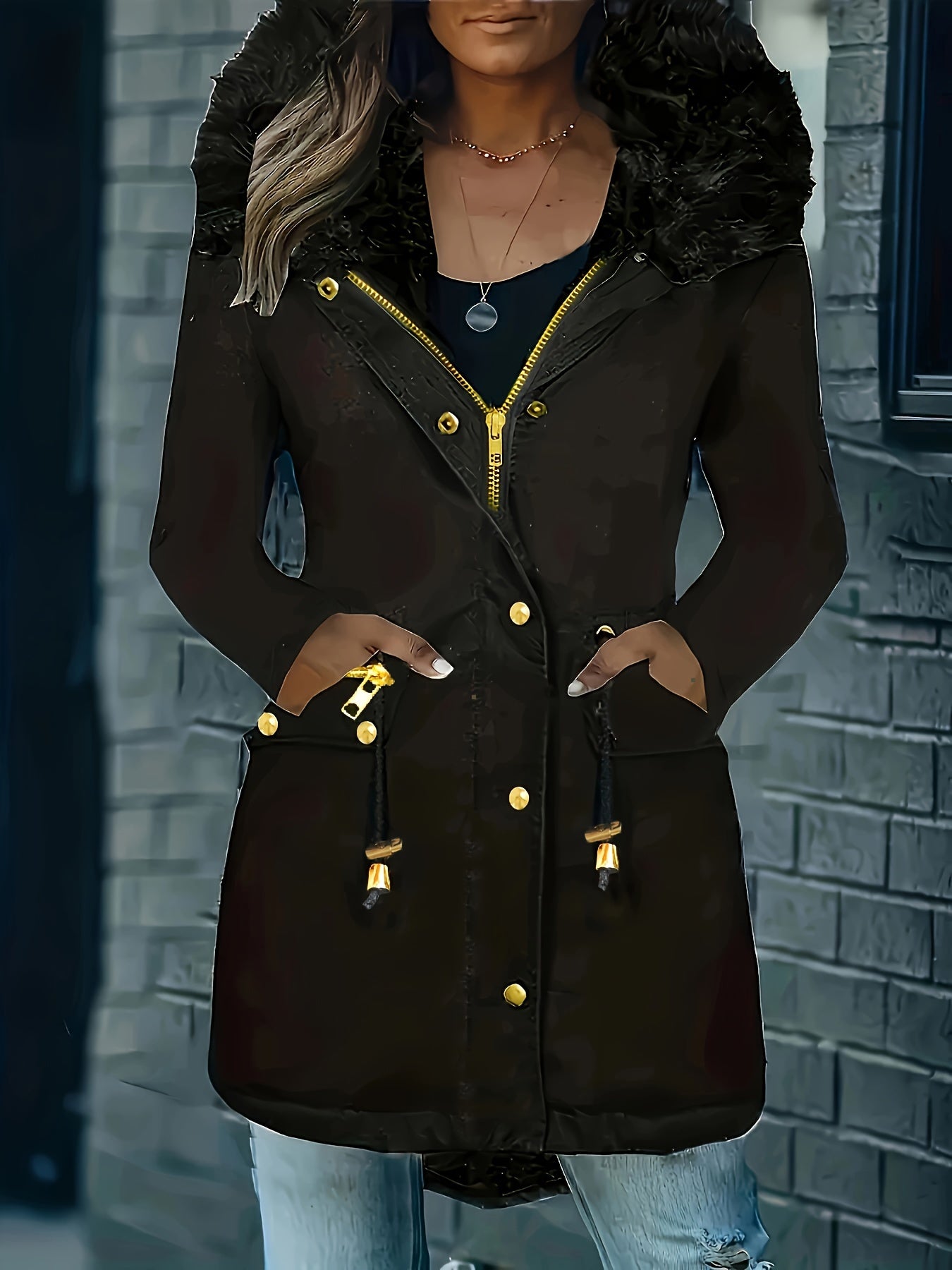 ✨ Thermal Long-Sleeve Parka Coat for Women – Water-Resistant, Ultra-Warm Winter Jacket with Faux Fur Hood & Drawstring Waist ❄️🔥 Perfect for Outdoor Adventures! 🌨️🏔️ ✨