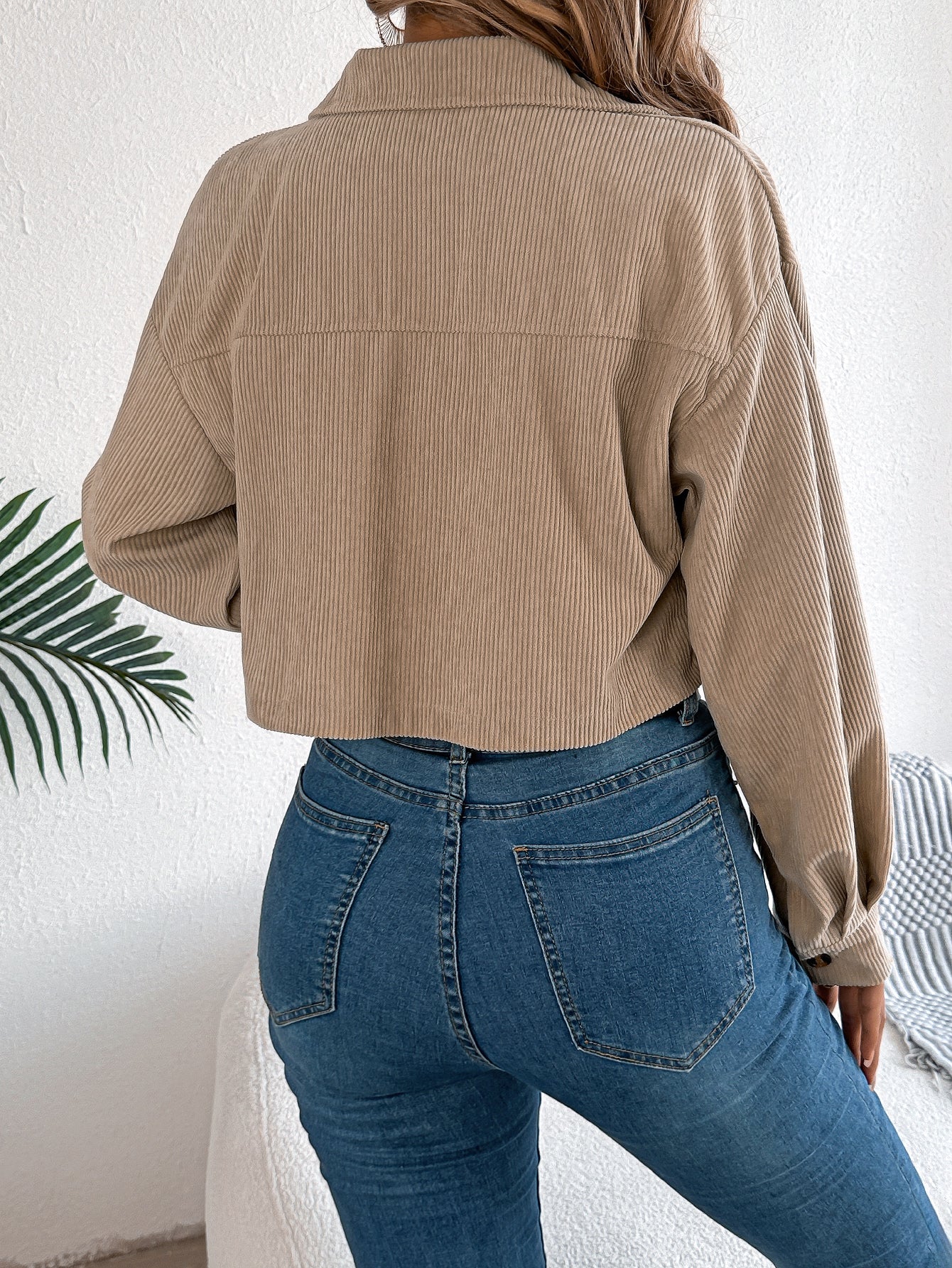 Casual Corduroy Short Jacket with Pockets