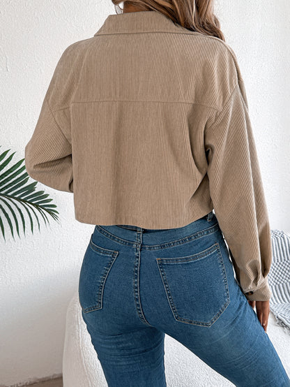 Casual Corduroy Short Jacket with Pockets