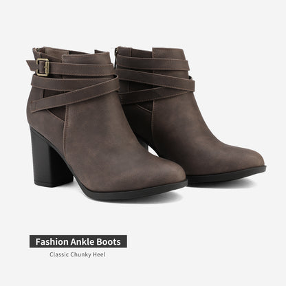 Dream Pairs Women’s Chunky High Heel Ankle Boots – Closed Toe Fall & Winter Heeled Booties  Si tu veux :